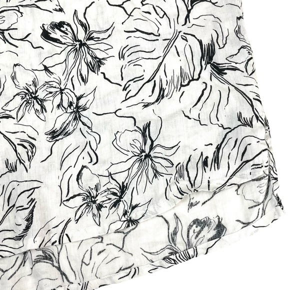 Joie 100% Linen Black White Tropical Print Top 1X - Picture 5 of 9